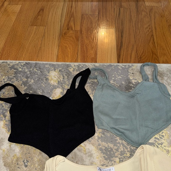 Zara Women's Ribbed Crop Tops - Black, Gray, Cream - Picture 3 of 3